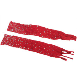 Subblime - 952181 Bodystocking Resille Avec Gants Et Diamants Rouge Taille Unique